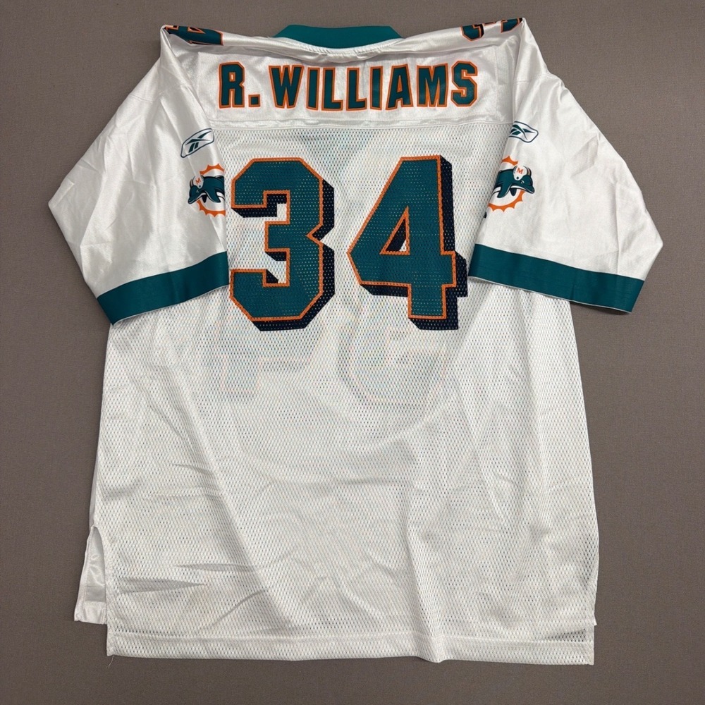 Reebok NFL Miami Dolphins Ricky Williams 34 Jersey Mens XL White Mesh Football